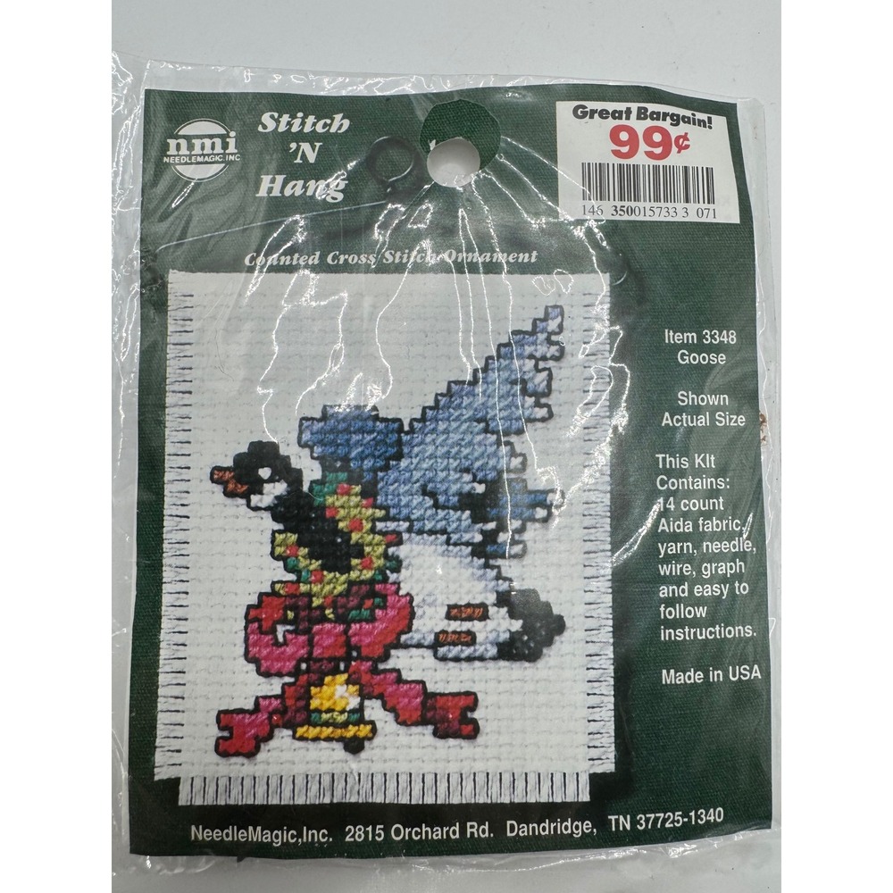 Needle Magic Inc Cross Stitch Kit Goose 3in Multi Stitch N Hang Ornament 3348